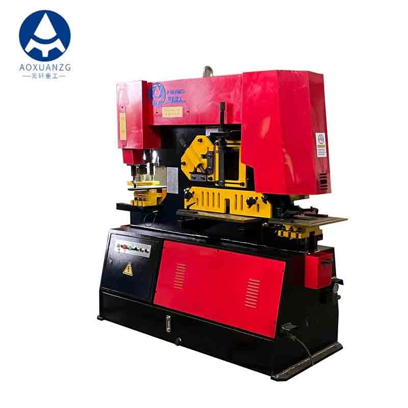 100T 20mm Red High Precision Hydraulic Ironworkers Shearing Notching Punching